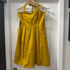 Topdress Polka Audrey Dress 1950s Halter Retro Cocktail Dress Mustard Yellow XXL